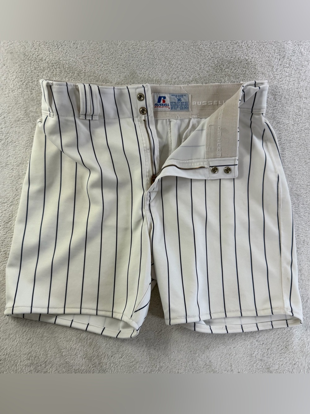 Vintage 90s Russell Athletic Pinstripe Baseball Coaches Shorts 36 USA Made